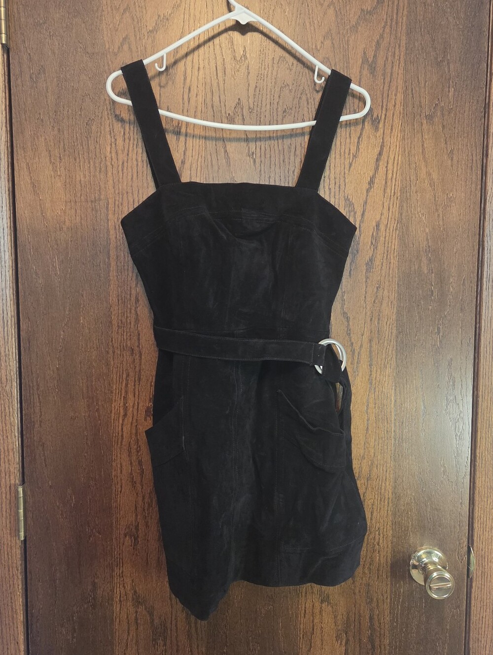 Free People Cow Leather Black Suede Mini Dress
